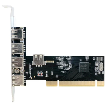 5 Uostai Koncentratorius 480Mbps Darbalaukio Konverteris Adapteris Black USB 2.0 PCI card 