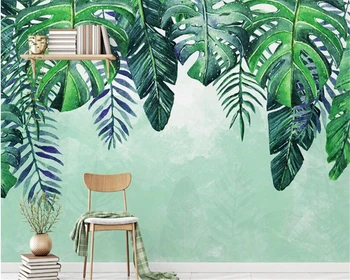 beibehang Klasikinis super sklandžiai tapetai Šiaurės minimalistinę rankų darbo dažytos šviežių tropinių lapuočių sofa-lova, TV foną, tėtis peint