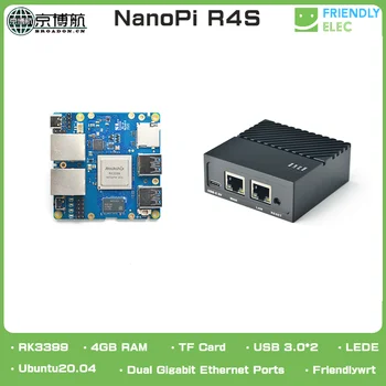 FriendlyElec NanoPi R4S Atviro kodo USB3 Plėtros Taryba 4GB Metalo Atveju Rockchip RK3399 Dual Gigabit Demo Valdyba