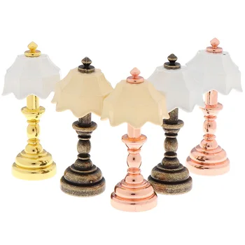 1:12 Lėlių mini modelis scena OB11 rekvizitai metalo Tiffany stalo lempa naktiniai staleliai, lempa Žaislai Lempos Dekoras