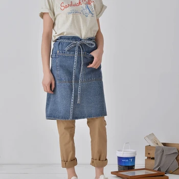 קאובוי חצאית ג 'ינס כיס מספרה סינר בישול קפה סינר בית ניקוי בד מאסטר סינר מטבח אבזרים