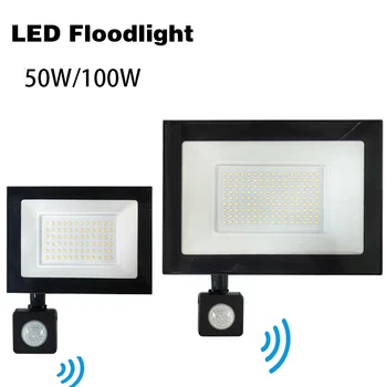 LED Prožektorius Su Judesio davikliu 50W 100W Led Lauko Prožektorius Saugumo Šviesos diodų (LED Potvynių Šviesos Projektoriaus Lempa Vietoje Sodas