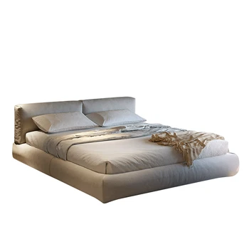 Šiuolaikinės paprasta medžiaga lova italijos prabangių ins vėjo internete celebrity lova Nordic small dydžio miegamojo dvigulė lova minkšta lova