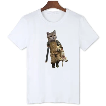 Kačių ir Šunų Kūrybos Juokingi marškinėliai trumpomis Rankovėmis Tee Vasaros Cool Drabužių Atsitiktinis Negabaritinių marškinėliai Vyrams B081