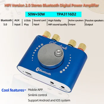 Mini Stiprintuvo Bluetooth 5.0 Skaitmeninio Garso Energijos Klasė D HiFi Stereo 200W*2 12V/24V Namų Automobilinis USB Muzikos Garso plokštė AMP Garsiakalbis