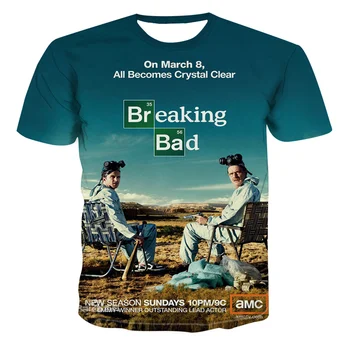 2023 Vasaros Nauja, vyriški T-shirt Breaking Bad 3d Spausdinimo Trumpas Rankovės Marškinėliai Akies Audinys Greitai džiūsta Kvėpuojantis Drabužius Tee
