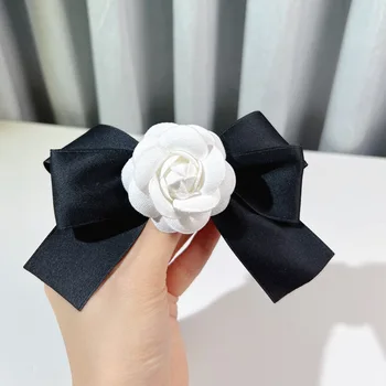 Korėjos Retro Camellia Laivapriekio Kaklaraištis Juostelės Sagės Moterų Kostiumai Kolegija Stiliaus Marškinėliai Priedai Apykaklės Gėlės Smeigtukai Dovana Moterims