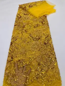Aukštos Kokybės Afrikos, Nigerijos karoliukų, Tiulio, Nėrinių Audinio Siuvimo Vestuves S-1302438 Suknelė Siuvinėta Grynoji Medžiaga