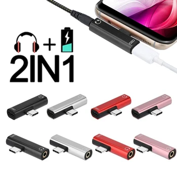USB C Iki 3,5 mm Ausinių Lizdas Adapteris Modelis C Klausytis Dainų Įkrovimo 2 In1 Lizdo Audio Converter Jack Xiaomi Kolega Vivo 