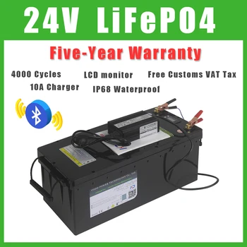 24V 100AH 200AH LiFePO4 Baterija ir 