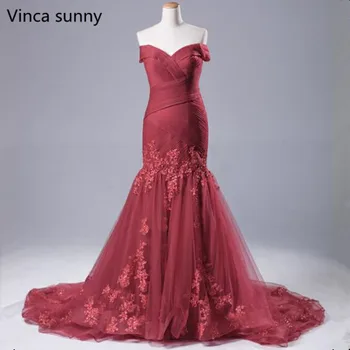2021 Sexy Nėrinių aplikacijos Undinė Prom Dresses ilgai dizaino Vakare Bordo Suknelė Nuostabi Šalis suknelė duobute Vakare gown