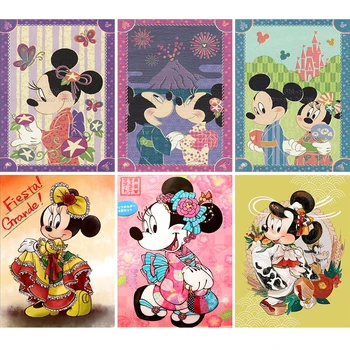 Diamond Tapybos Animacinių filmų Kimono Mickey Minnie 5D 