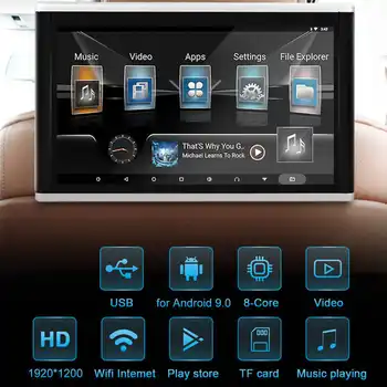 9in Automobilių Pagalvėlės Vaizdo Grotuvas HD 1920 X 1200 Jutiklinis Ekranas 2G 16G ROM Backseat Grotuvas Android 9.0