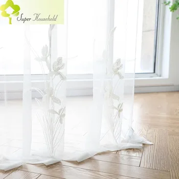 Kinų stiliaus orchidėja, balta išsiuvinėti vien langų ekranai užuolaidas kambarį miegamojo balkono pertvara