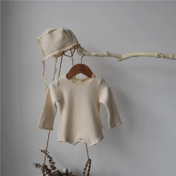 Startist naujagimiui drabužius grynos medvilnės baby bodysuit sweet baby mergaites aprengti su skrybėlę rudenį kūdikių berniukų drabužiai