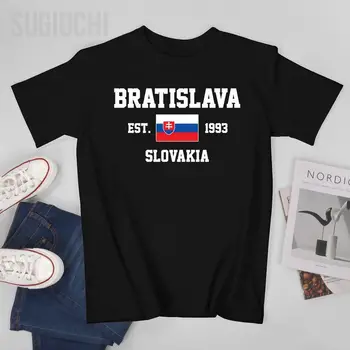 Tėvynės Vėliava Slovakija EST.1993 Bratislavos Vyrų Marškinėlius Tees T-Shirt O-neck T Marškinėliai Moterims Berniukų Drabužiai 100% Medvilnė