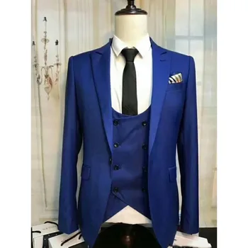 Pagal užsakymą Pagaminti tuxedos jaunikis vestuvių vyrų kostiumai mens vestuvių tinka smokingas kostiumai de rūkymas pour hommes vyrai(Striukė+Kelnės+Kaklaraištis+Liemene)