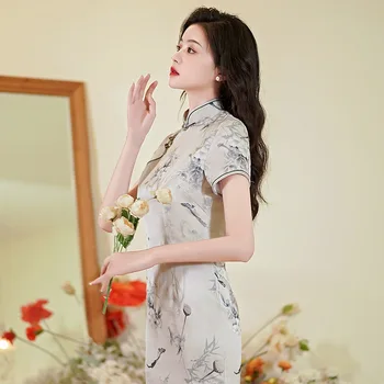 Vasarą Balta Pagerėjo Cheongsam Retro Mados Elegantiškas Tradicinę Kinų Stiliaus vakarinę Suknelę Qipao Moterų Šalis Dropshipping