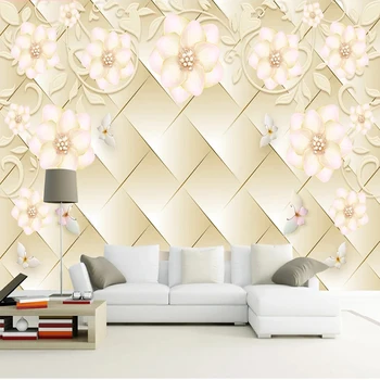 Custom 3D Papel De Parede Europos Stilius, Paprastas Ir Elegantiškas Papuošalai trimatis Gėlių Fone Sienos Dekoro WallpaperHome