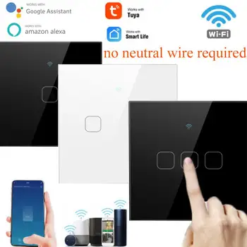 ES 1/2/3 Gauja TUYA WiFi Smart Touch Jungiklis Namo Sienos Jungiklis, Nr. Neutralus Laidas reikalingus Darbus Su Alexa 