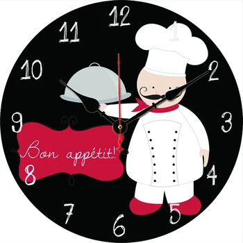 Vintage Chef Užsakymą Laikrodis Apvalios Skaitmeninis Sieninis Laikrodis Didelis, Tylus Laikrodis Šeimos Mėgėjams Draugams Dovanų Sienos Namuose Miegamojo Dekoratyviniais