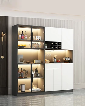 Šviesos prabangių stiklinių durų, valgomasis, kabinetas, vyno kabinetas, kartu kambarį, sienos susiduria modernus ir minimalistinis virtuvė, dinin