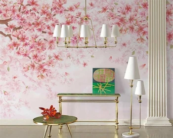 beibehang Užsakymą Šiaurės ranka-dažytos kaimo romantiška cherry blossom patalpų foną sienos dokumentų namų dekoro