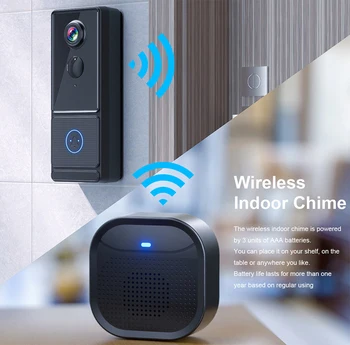 Smart Belaidžio Nuotolinio valdymo Vaizdo Wifi Įkrovimo Saugumo Durys Doorbell Dviejų krypčių Garso, Balso, Vaizdo Protingas Doorbell 5200mAh