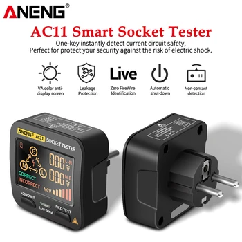 ANENG AC11 Lizdas, Skaitmeninis Testeris Smart Įtampos Detektorius RCD NCV egzaminą, JAV/ES Plug Ground Zero Linijos Kištuką Poliškumas Etapas Patikrinti Įrankis