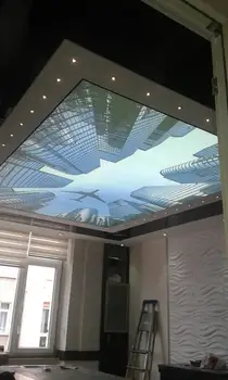 SV-1013 lėktuvas tarp dangoraižių PVC lubų kino pamiršti, kad dangus įtempiamos lubos kino dekoratyvinis filmai