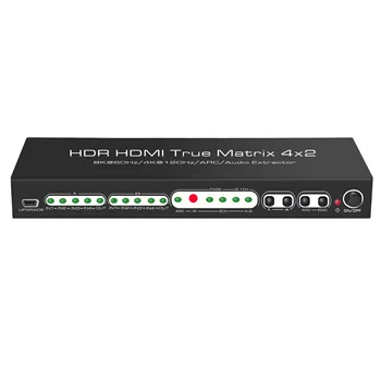 HDMI 2.1 Matricos 4x2 Splitter Switcher HDCP2.3 IR Nuotolinio Valdymo Audio Extractor 4K@120Hz 8K HDMI Jungiklis Splitter Matrica už PS5