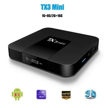 Android 8.1 TX3 Mini Smart TV BOX Amlogic RK3228A Quad-Core, 2 GB 16GB 2.4 G WiFi 1080p 4K 
