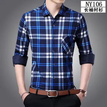 Vyriški naujas stilius Pavasarį ir Rudenį 2023 mados ilgomis rankovėmis marškinėliai vyriški atsitiktinis Pledas Marškiniai aukštos kokybės marškinėliai vyrams dydis L-4XL