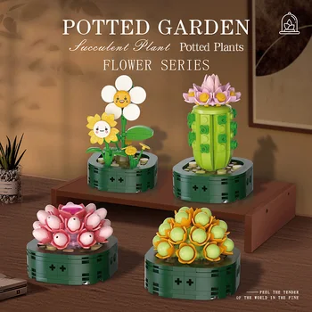 Mini Gėlių Blokai Puokštė Ss Blokuoti Gėlių Succulents Vazoninių Plytos 